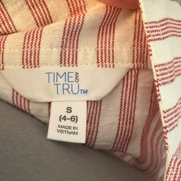 Striped Red and White Square Neck 3/4 sleeves, Cotton and Linen NWOT - Picture 2 of 13